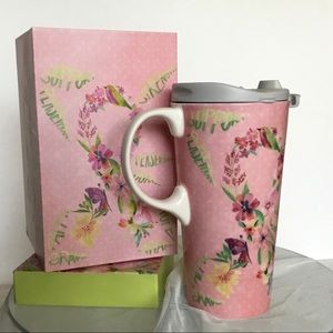 Pink Ribbon Travel Mug, 17 oz., Ceramic, Breast Canc Awr